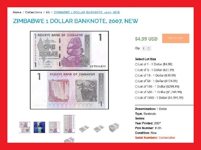 Zimbabwe 1 Dollar Banknote Serial AE6178526