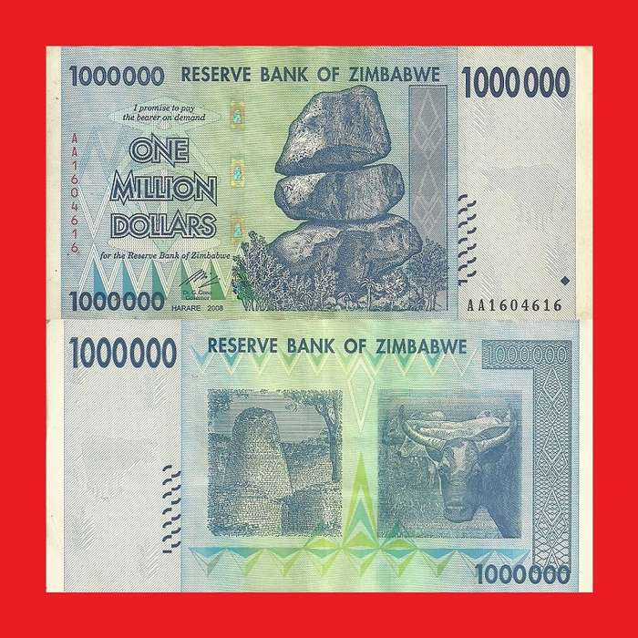 ZIMBABWE 1 Million Dollar Banknote Serial AA1604616