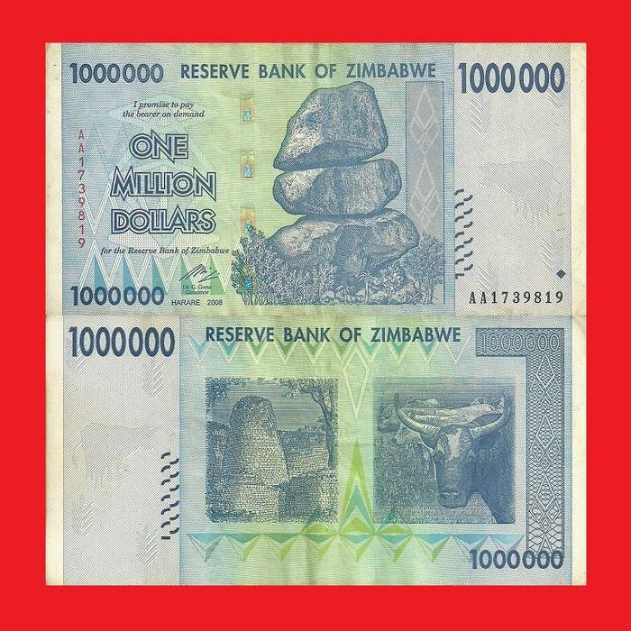 ZIMBABWE 1 Million Dollar Banknote Serial AA1739819