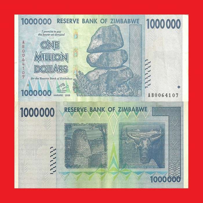 ZIMBABWE 1 Million Dollar Banknote Serial AB0064107