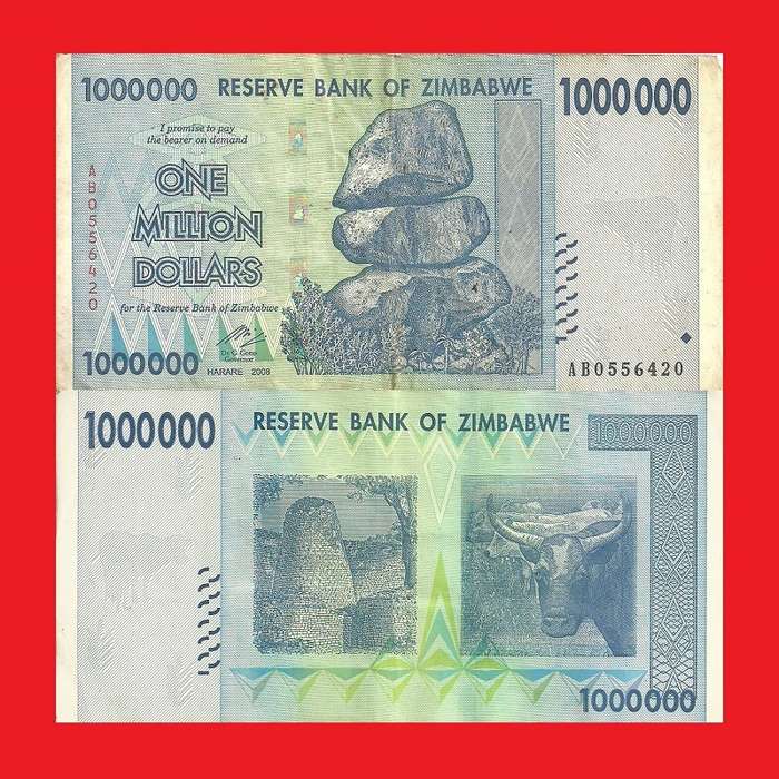 ZIMBABWE 1 Million Dollar Banknote Serial AB0556420