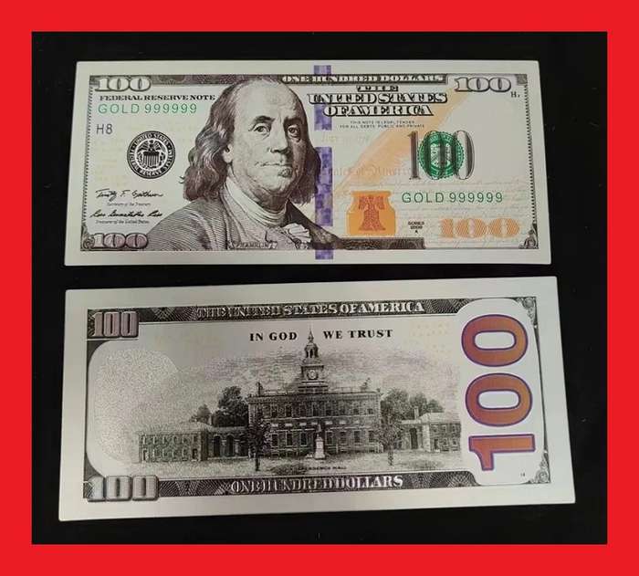 United States of America 24k White Gold Replica $100 Banknote