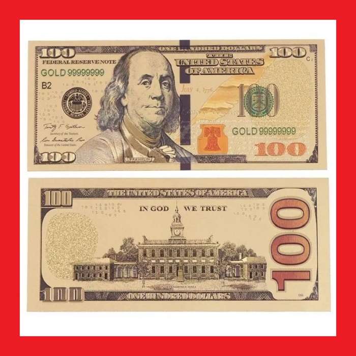 United States of America 24k Yellow Gold Replica $100 Banknote