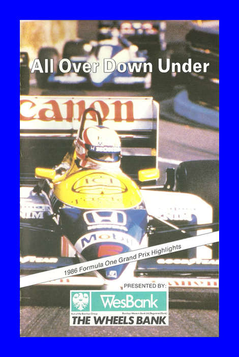 VHS CASSETTE  -  ALL OVER DOWN UNDER (1986 FORMULA ONE GRAND PRIX HIGHLIGHTS)