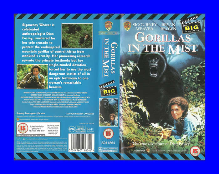 VHS CASSETTE  -  GORILLAS IN THE MIST (SIGOURNEY WEAVER)
