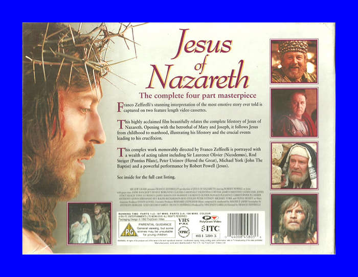 VHS 2 CASSETTE SET  -  JESUS OF NAZARETH (ROBERT POWELL)