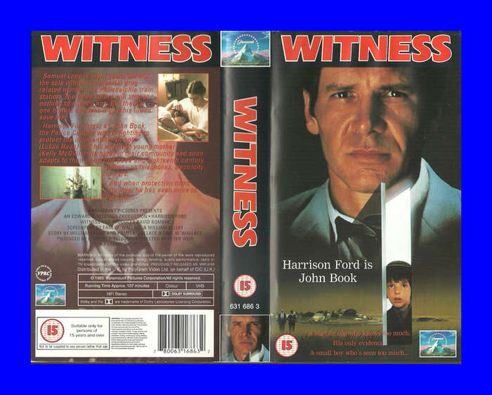 VHS CASSETTE  -  WITNESS (HARRISON FORD)