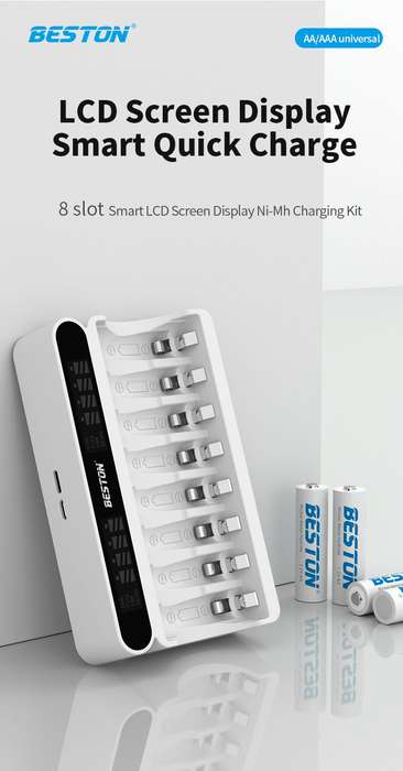 Beston C9024 8 Bay Smart LCD AA/AAA Battery Charger