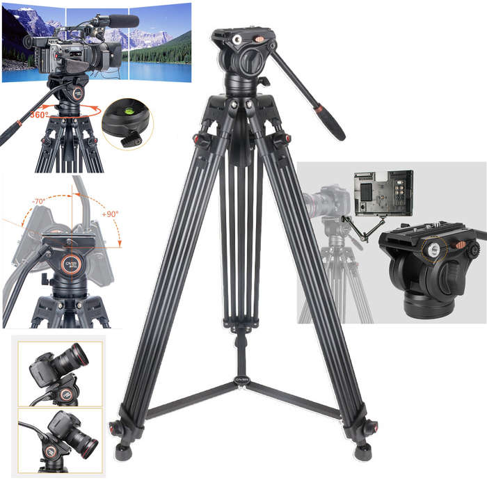 Cayer BV10L Aluminium Video Tripod 1.8m