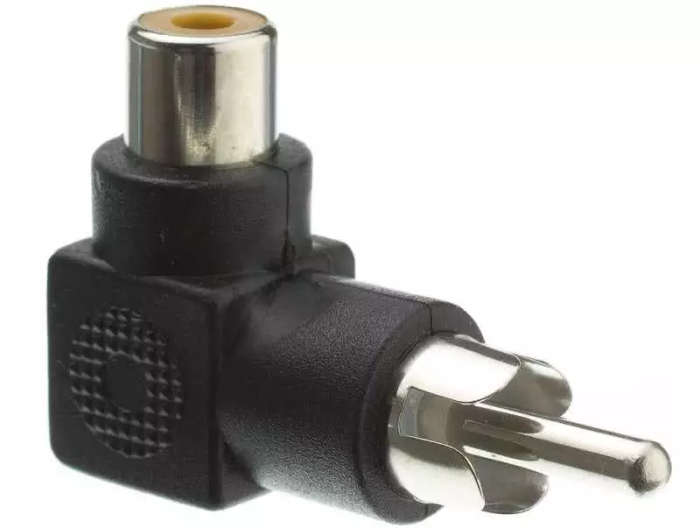 90 Degree Angle - Male RCA / AV to Female RCA / AV Adapter