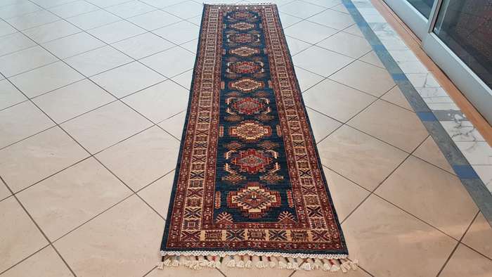 Fine Afghan Kazak Ariana Carpet 306cm x 76cm Hand Knotted