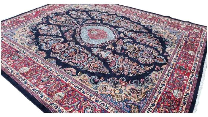 Persian Mashhad Carpet - 365cm x 302cm Hand-Knotted