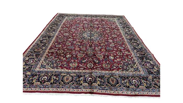 Very Fine Persian Mashhad Carpet - 377cm x 295cm Hand-Knotted