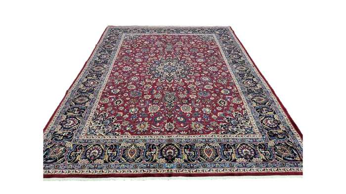 Very Fine Persian Mashhad Carpet - 377cm x 295cm Hand-Knotted