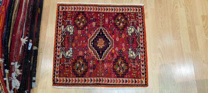 Very Fine Persian Qashqai Carpet 65cm x 65cm Hand Knotted