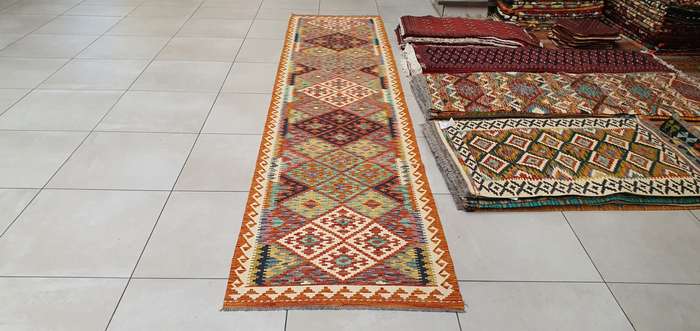 Afghan Chobi Kilim 391cm x 88cm Hand Made