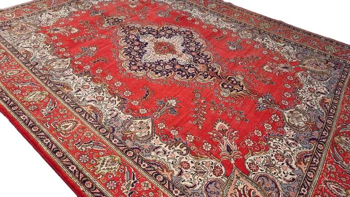 Vintage Persian Tabriz Carpet  390cm x 305cm Hand-Knotted