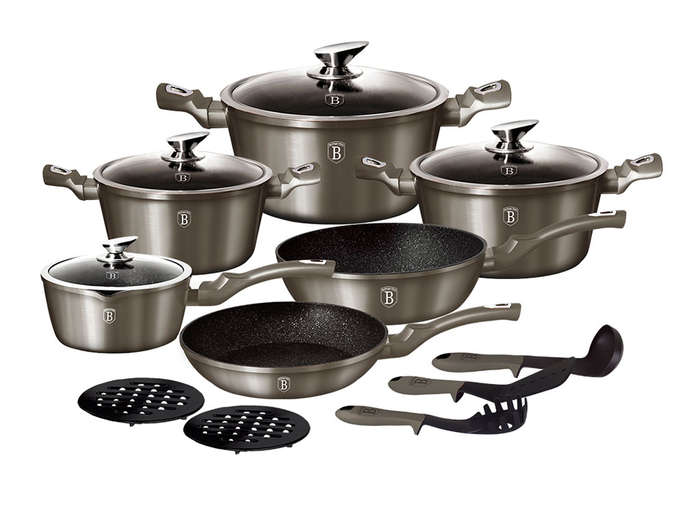 Berlinger Haus 15 Pieces Metallic Line Marble Coating Cookware Set (READ THE FULL DESCRIPTION)