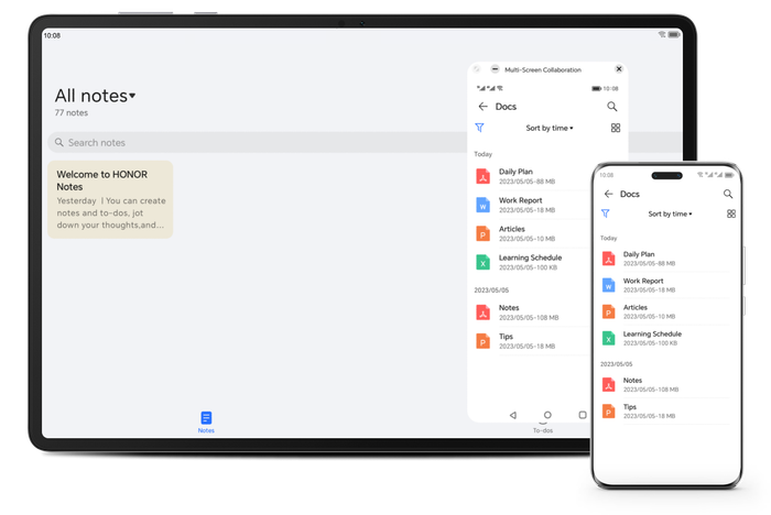 Multi-screen Collaboration: started on the phone, done on the pad.