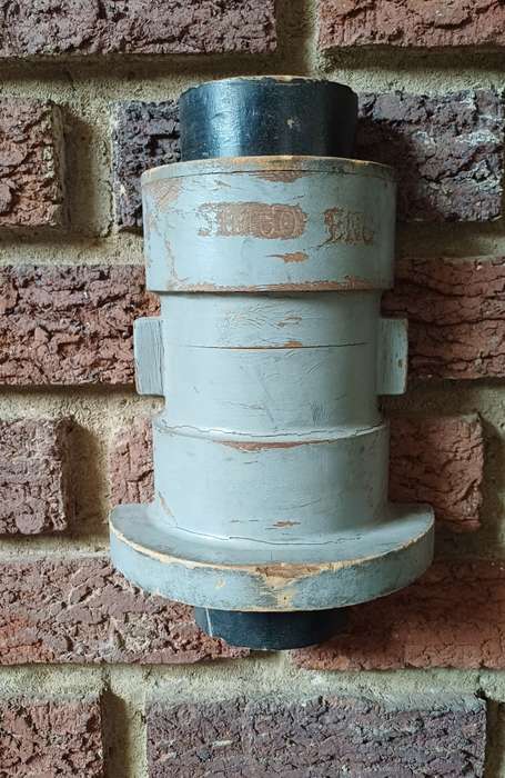 Vintage Industrial Wall Hanging  Grey & Black Barrel Mould