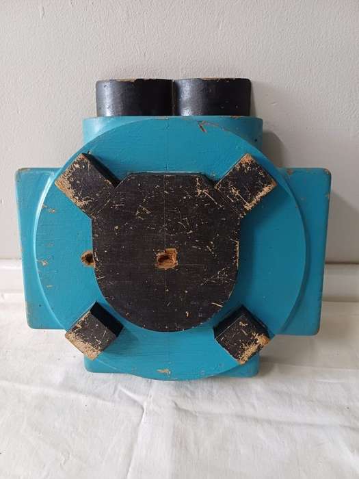 Decor: Pair of Blue 'Rocket Parts'  Vintage Wooden Pattern Moulds