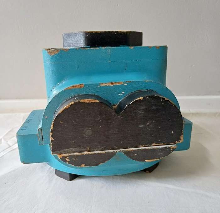 Decor: Pair of Blue 'Rocket Parts'  Vintage Wooden Pattern Moulds