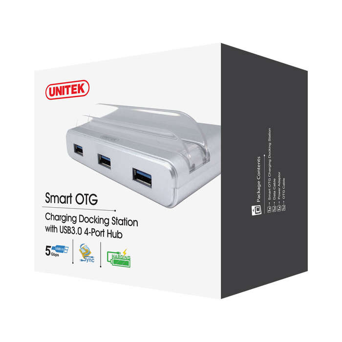 UNITEK 4-PORT USB3.0 HUB WITH SMART OTG AND DOCK