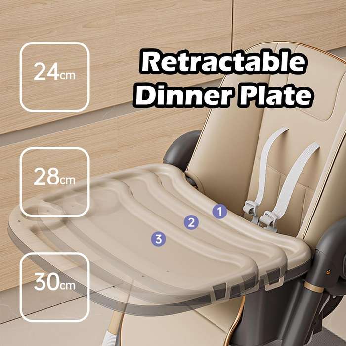 Folding Portable Baby High Chair with 5-Point Harness and Adjustable Tray