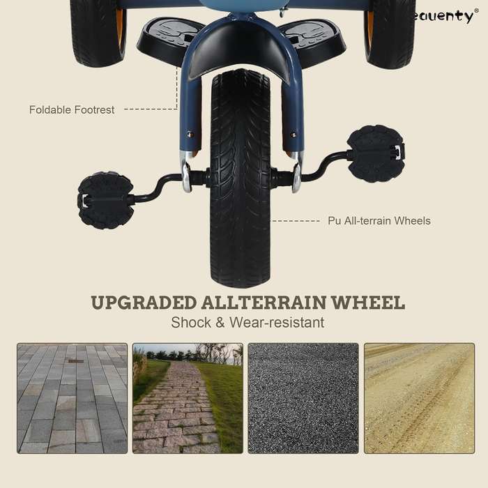 7-in-1 Baby Tricycle with Parent Handle, Safety Harness & Brakes