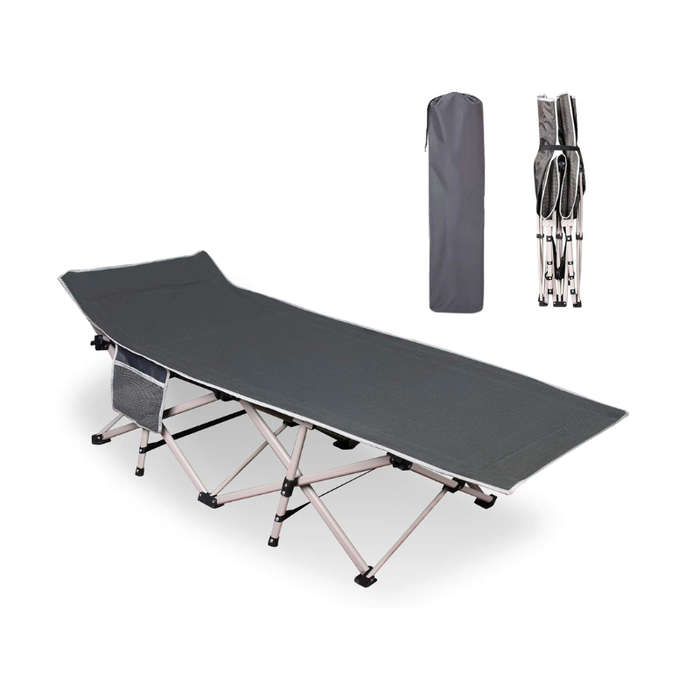 Heavy Duty Folding Camping Cot- Light Grey
