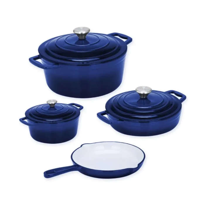 7 Piece Authentic Cast Iron Dutch Oven Cookware Pot Set
