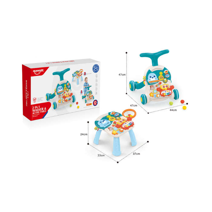 2-in-1 Baby Learning Music Walker with Activity Table