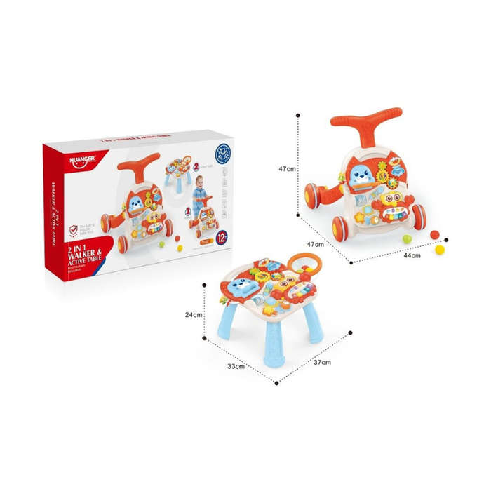2-in-1 Baby Learning Music Walker with Activity Table