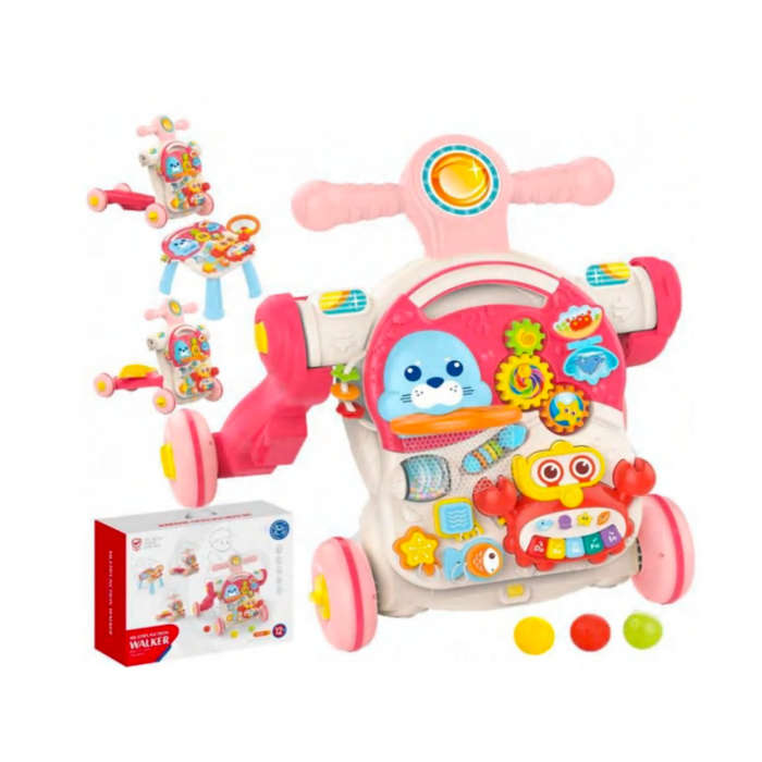 4-in-1 Multi-Functional Baby Walker with Interactive Study Table