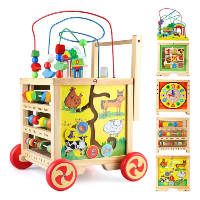 Baby Walker Toddler Trolley  6-in-1 Wooden Music & Activity Cube