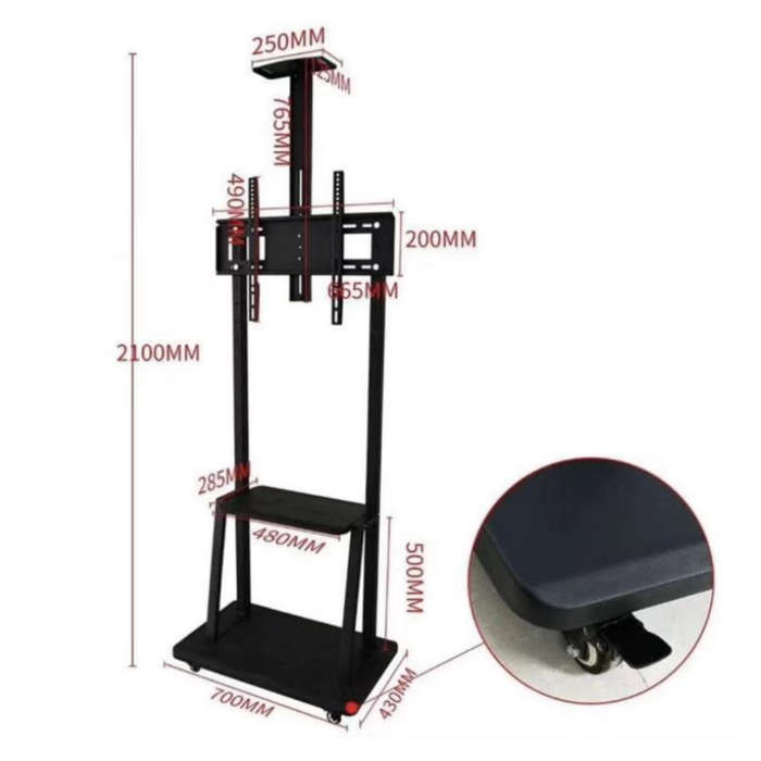 Mobile TV Cart Stand  Full Motion 3270 Inch Floor Trolley Mount with Wheels