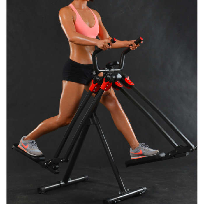 Dual Action Air Walker Elliptical Glider Fitness Machine with Heart Pulse Sensor