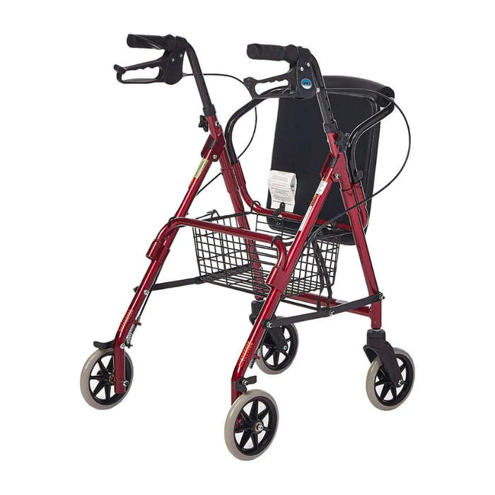 4-Wheel Foldable Rollator Lightweight Walker with Seat for Disabled and Elderly