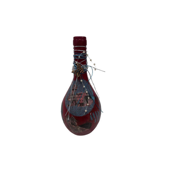 Medium Bottle Pink With Hearts And Pearls