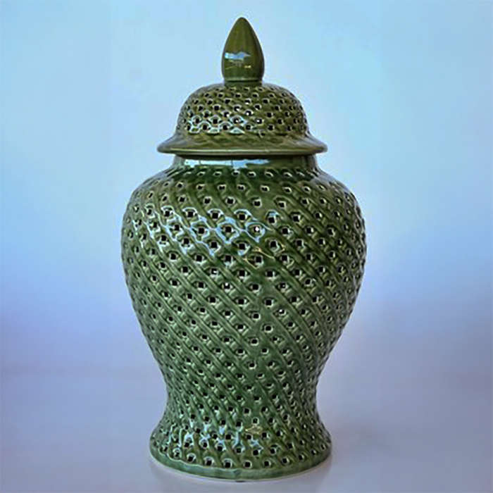 Green Cutout Ginger Jar