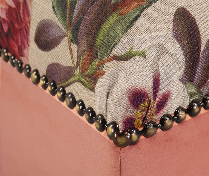 Floral Coral Ottoman