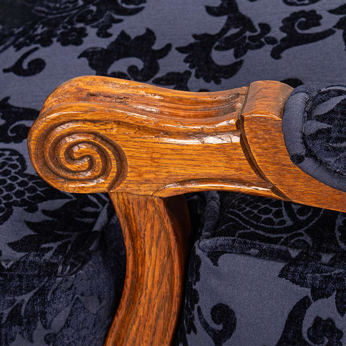 French Carved Chair with Footstool