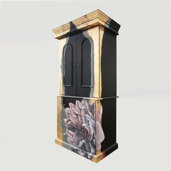 Gold Gilded Floral Cupboard