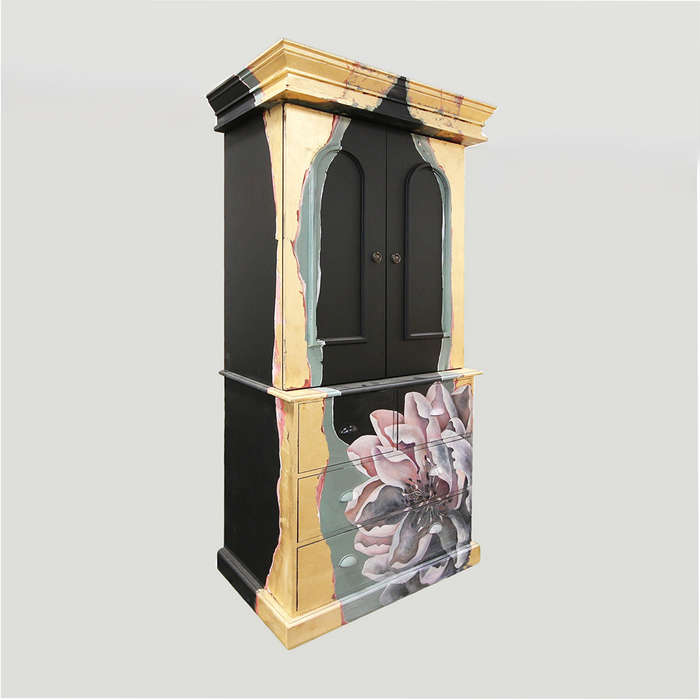 Gold Gilded Floral Cupboard