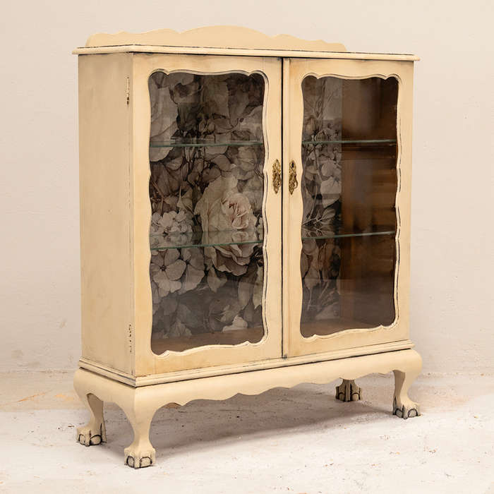 Cream Floral Display Cabinet