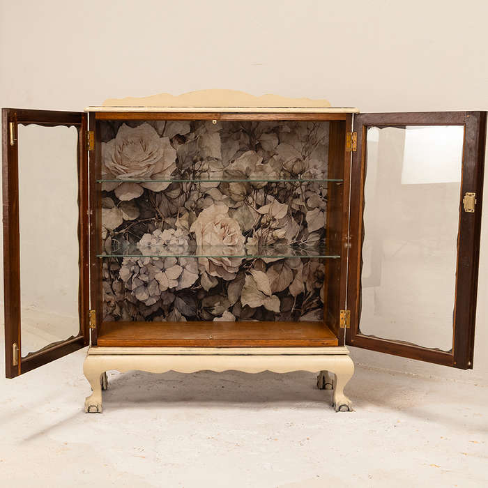 Cream Floral Display Cabinet