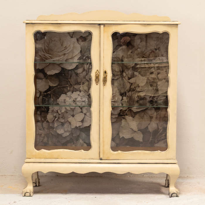 Cream Floral Display Cabinet