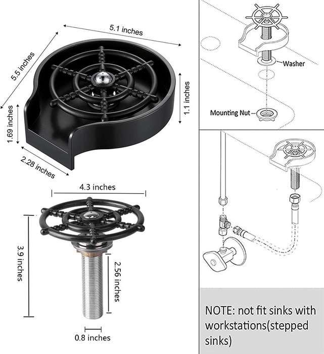 Automatic Glass Washer Cleaner Kitchen Sink Setup