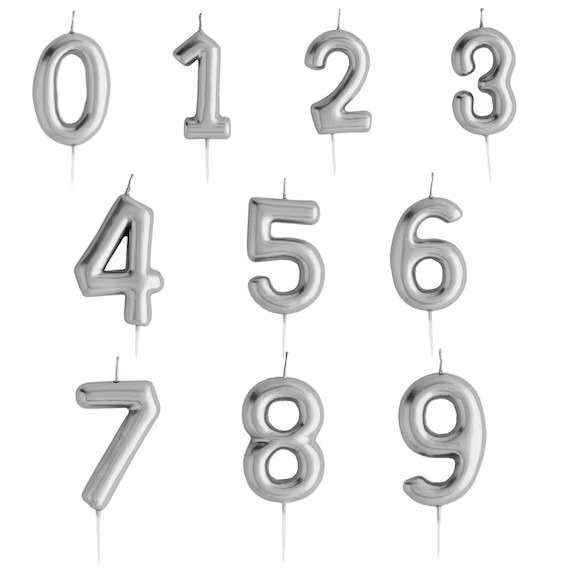 Birthday Candles, Number Candles Silver 0 TO 9