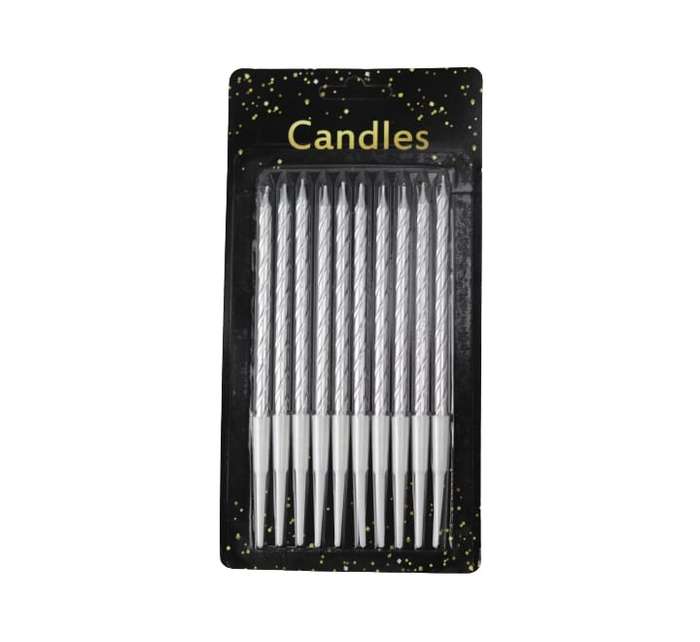 Cake Candles Spiral Silver 10 pack
